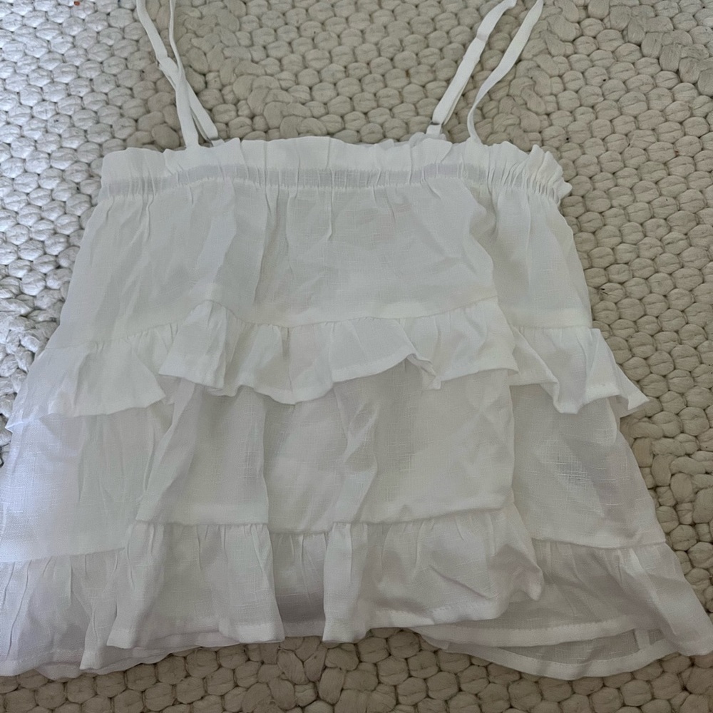 White ruffle top